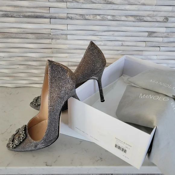 Manolo Blahnik Hangisi Jeweled Heels - Picture 3 of 10